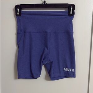 Beyond Yoga Blue Athletic Shorts with Montauk label